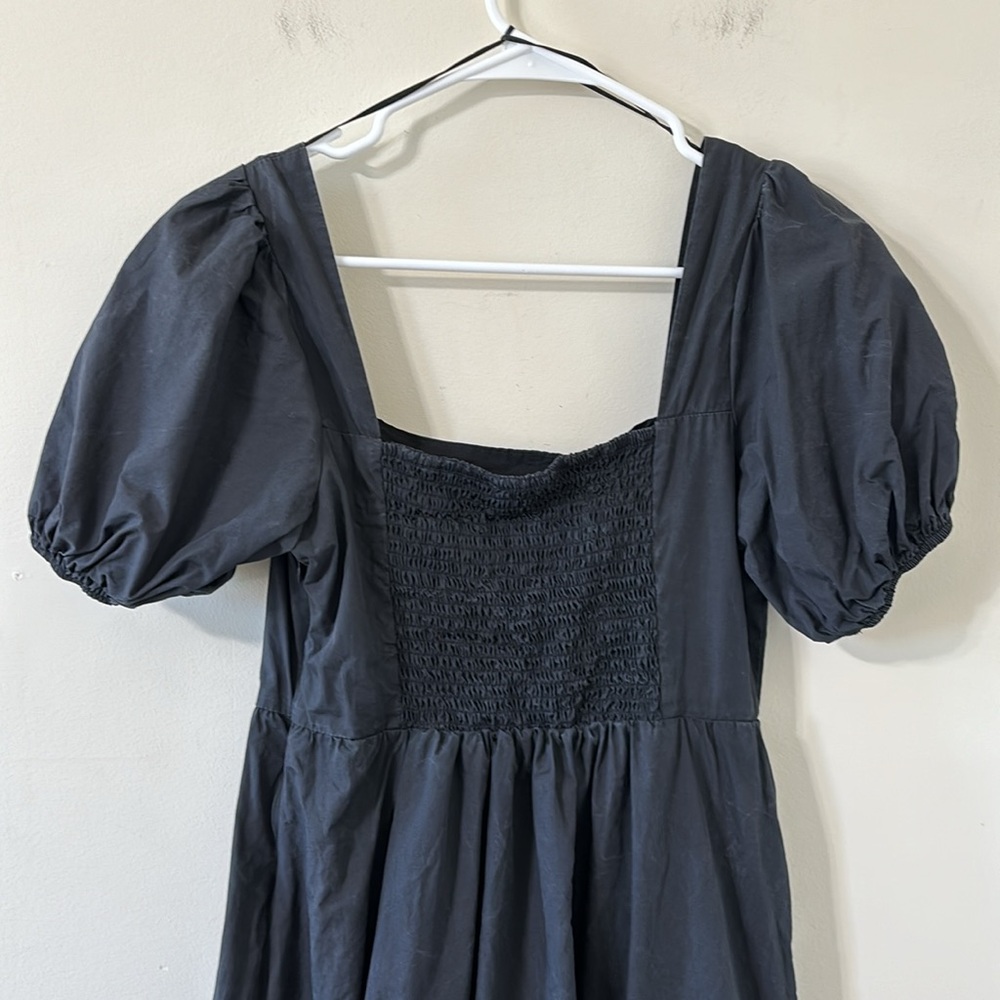 ASTR THE LABEL Tiered Poplin Square Neck Black Midi Dress Size Medium - Picture 7 of 10
